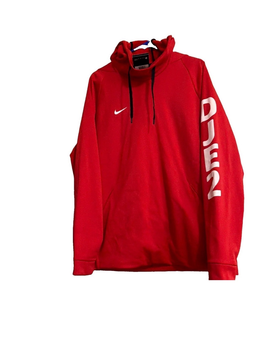 Nike Red Cowl-Neck Pullover Hoodie with White Sleeve DJE2 XL NWT
